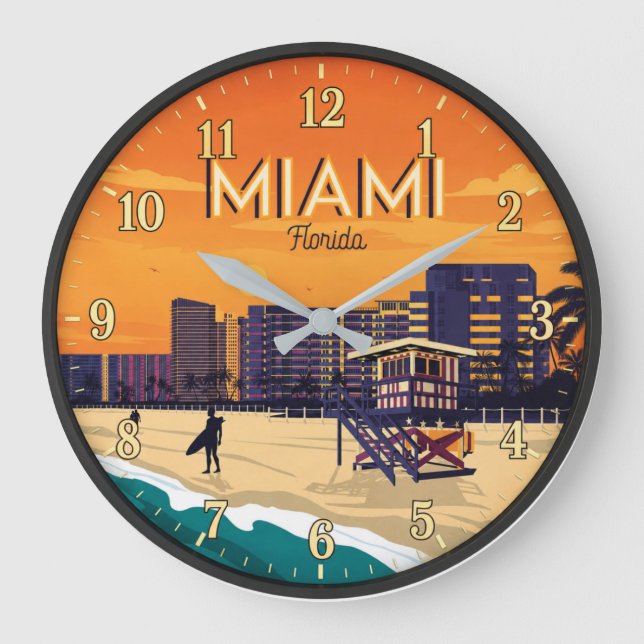 Miami Florida Beach Large Clock (Front)