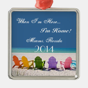 MIAMI , FLORIDA BEACH LOVER GIFT ORNAMENT