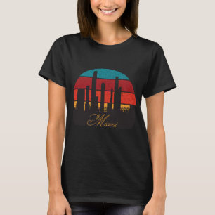 Miami Florida Beach Skyline Retro Travel T-Shirt