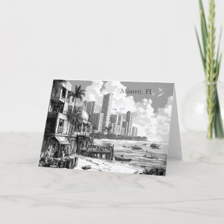 Miami Florida Black and White Greeting card