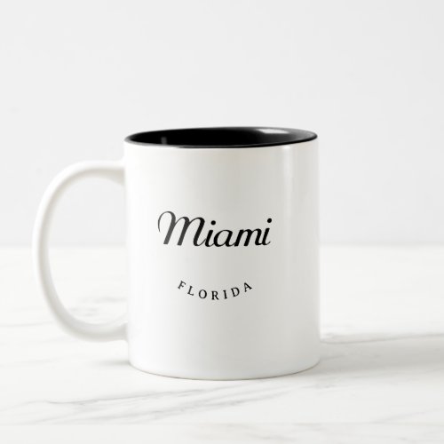 Miami Florida Black Font Two_Tone Coffee Mug