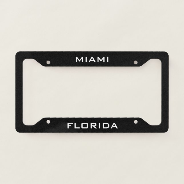 Miami Florida Black  License Plate Frame (Front)