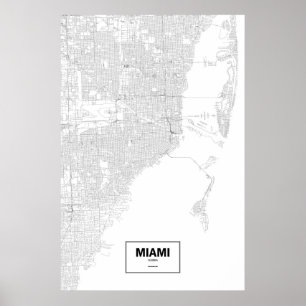 Miami, Florida (black on white) Poster