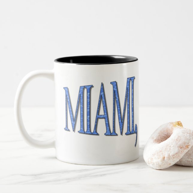 Miami, Florida - Blue Two-Tone Coffee Mug (With Donut)
