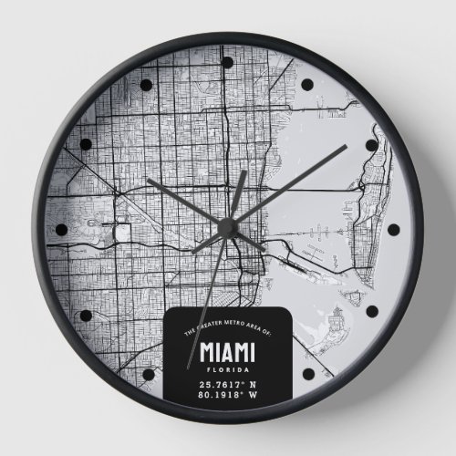 Miami Florida City Map Clock