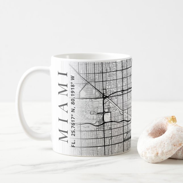 Miami, Florida City Map | Coffee Mug (With Donut)