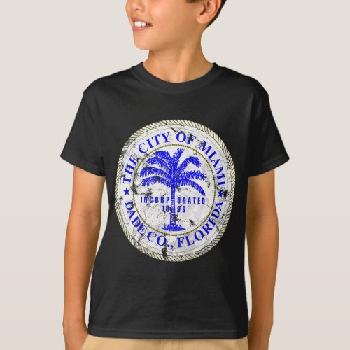 Miami Florida City Seal State Home Pride Dade Coun T_Shirt