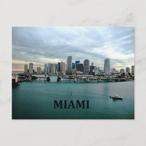 Miami Florida  City Skyline Postcard