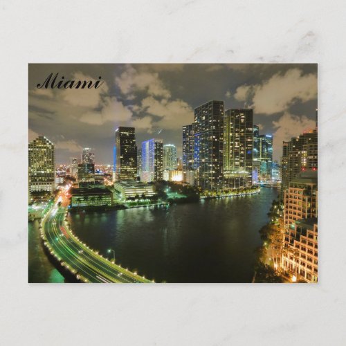 Miami Florida City Skyline Travel Postcard