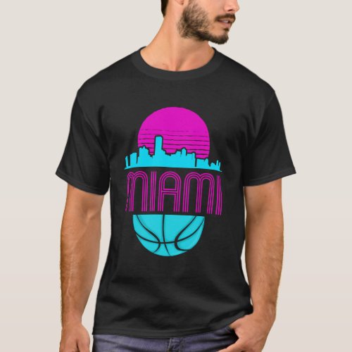 Miami Florida Cityscape Basketball T_Shirt