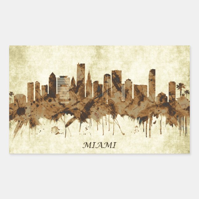 Miami Florida Cityscape Rectangular Sticker (Front)