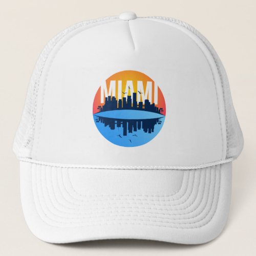 Miami Florida Cityscape Skyline  Trucker Hat