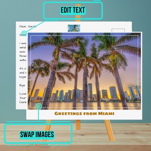 Miami Florida Coastal Skyline Postcard