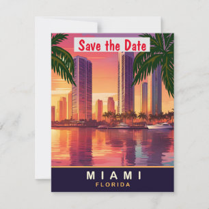 Miami Florida Coastal Skyline Wedding Save The Date