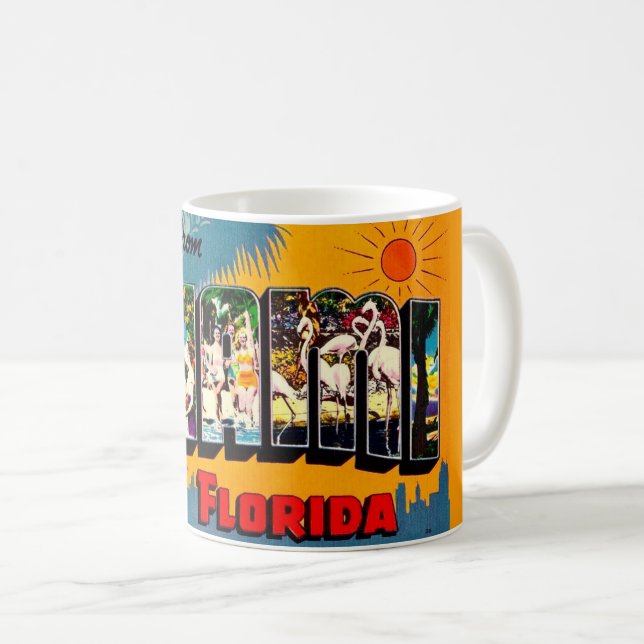 Miami Florida Colorful Postcard Mug (Front Right)