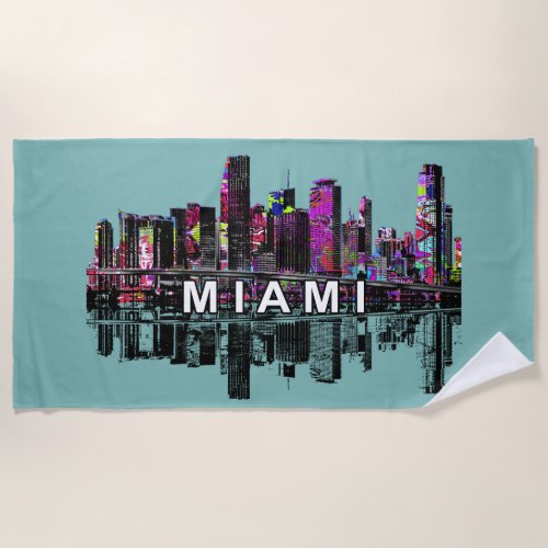 Miami Florida covered in graffiti  Beach Towel
