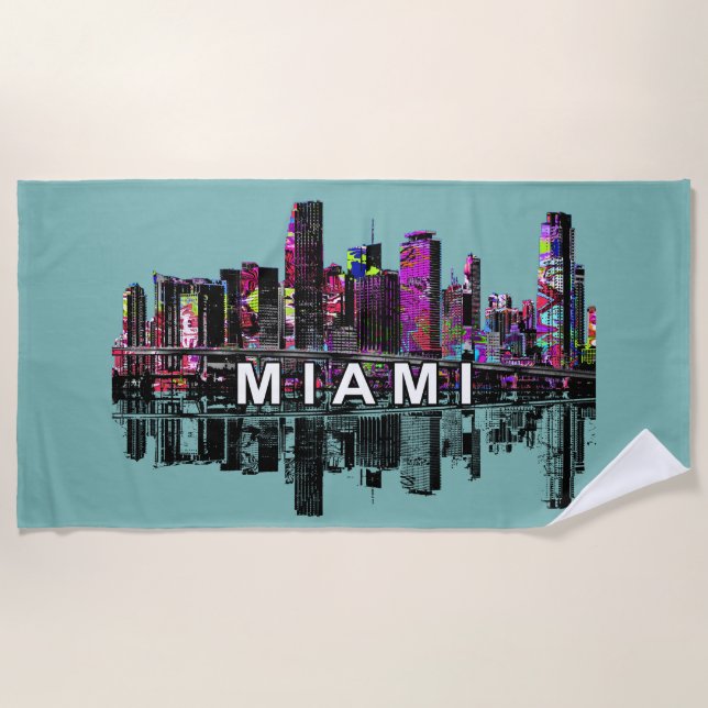 Miami, Florida covered in graffiti  Beach Towel (Front)