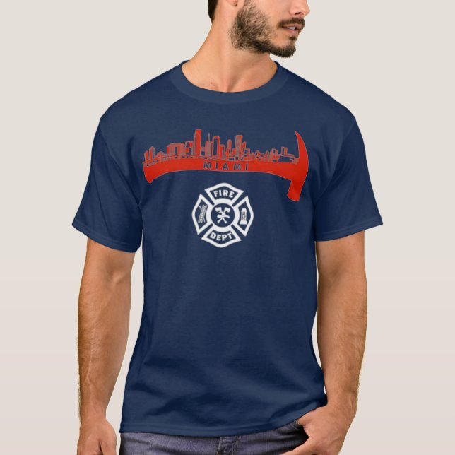 Miami Florida Fire Rescue Department Firemen T-Shirt (Front)