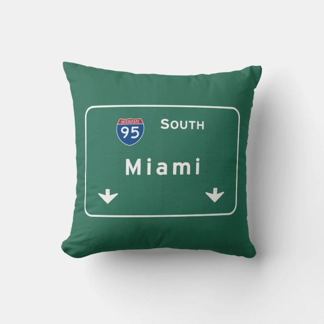 Miami Florida fl Interstate Highway Freeway : Throw Pillow (Front)