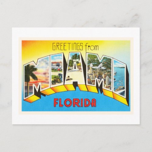 Miami Florida FL Old Vintage Travel Souvenir Postcard