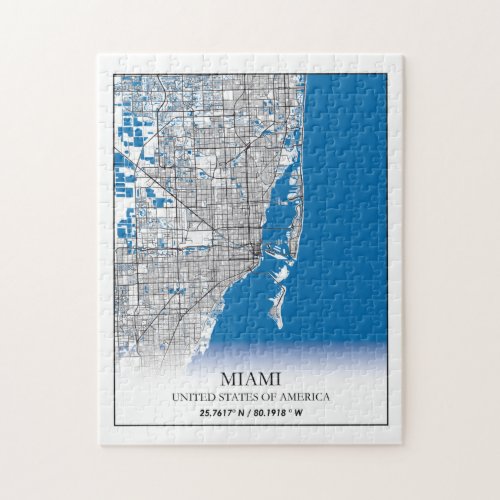 Miami Florida FL United States USA Travel City Map Jigsaw Puzzle