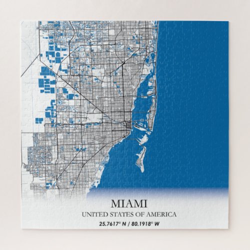 Miami Florida FL United States USA Travel City Map Jigsaw Puzzle