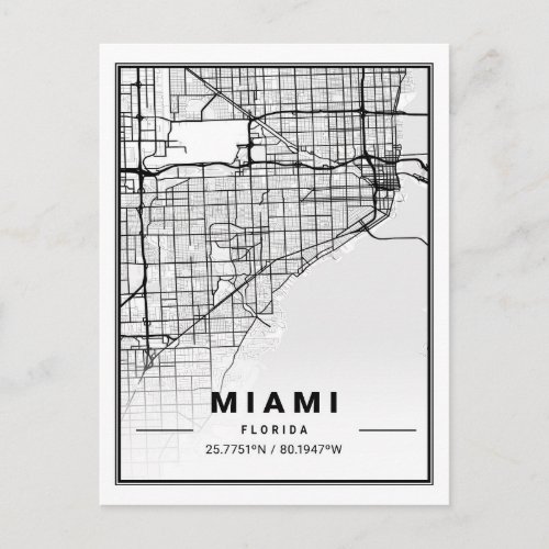 Miami Florida FL United States USA Travel City Map Postcard