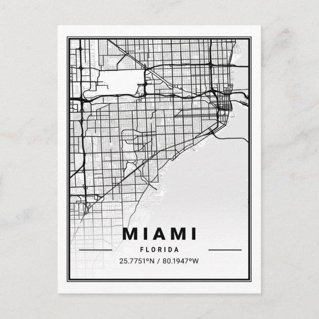 Miami Florida FL United States USA Travel City Map Postcard (Front)