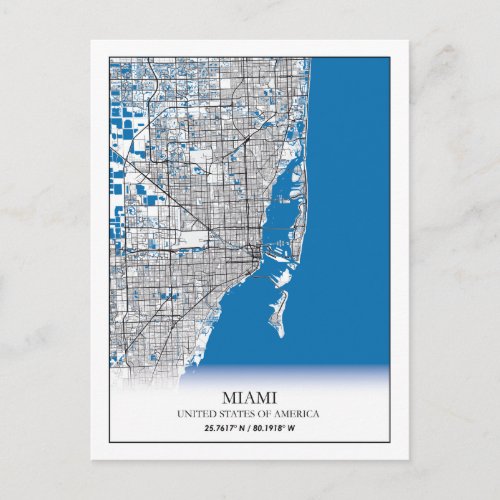 Miami Florida FL United States USA Travel City Map Postcard