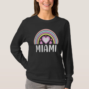 Miami Florida For Women Rainbow Hearts T-Shirt