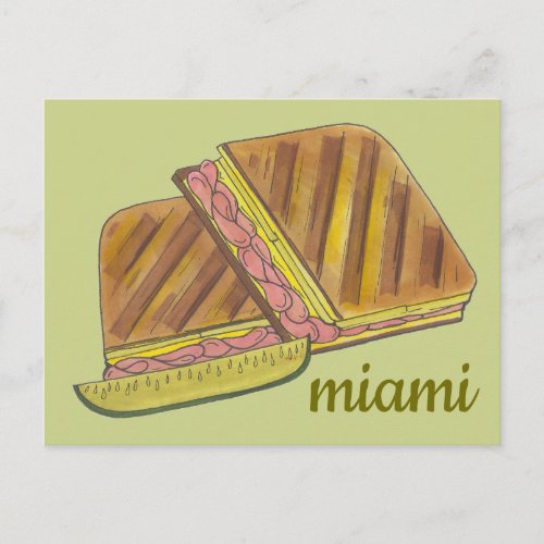 Miami Florida Ham Swiss Cheese Cuban Sandwich Postcard