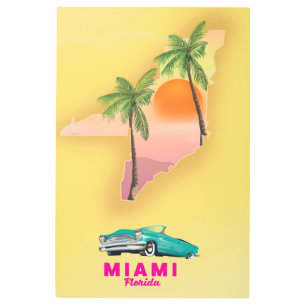 Miami Florida illustrated map poster