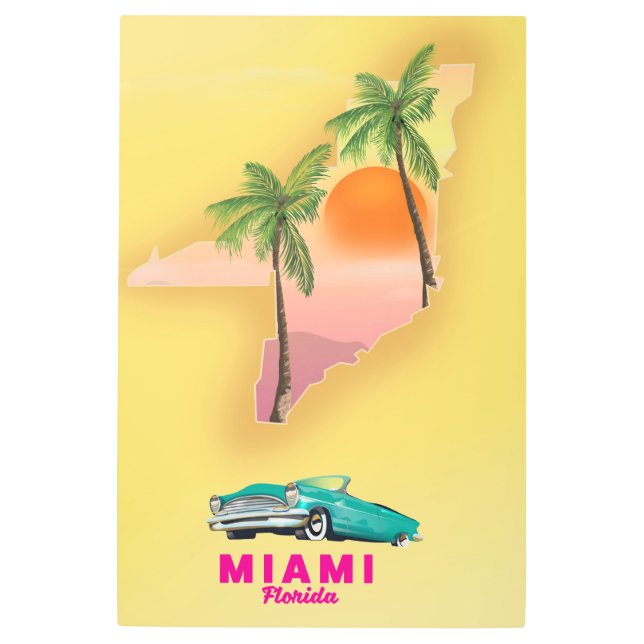 Miami Florida illustrated map poster (Front)