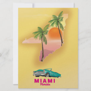 Miami Florida illustrated map poster Invitation