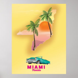 Miami Florida illustrated poster