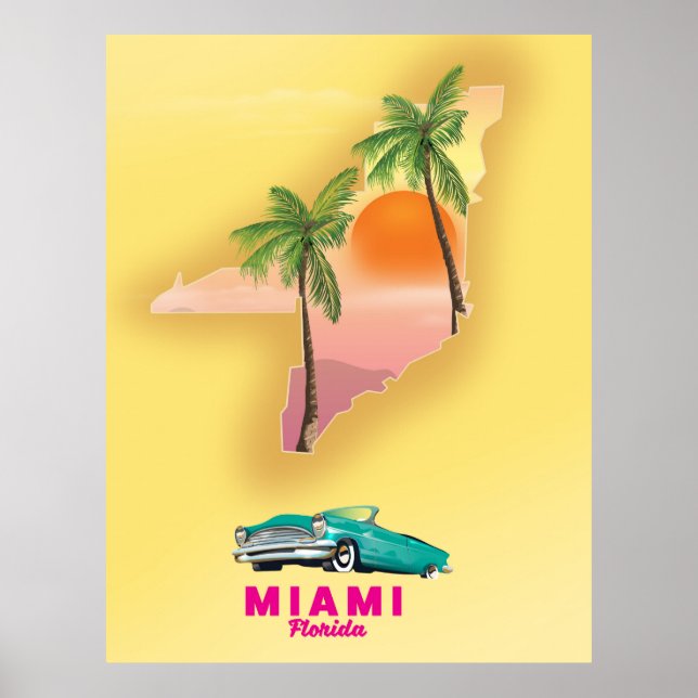 Miami Florida illustrated poster (Front)