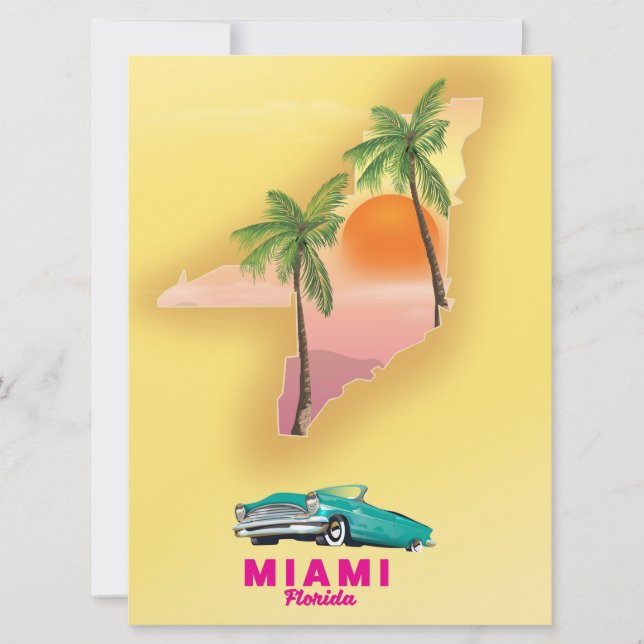 Miami Florida illustrated poster Invitation (Front)