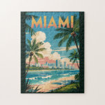 Miami Florida Illustration Travel Art Vintage Jigsaw Puzzle<br><div class="desc">Miami retro vector travel design. From the colorful Art Deco architecture of South Beach to the flavorful streets of Little Havana,  Miami offers an electric mix of style,  culture,  and coastal beauty.</div>