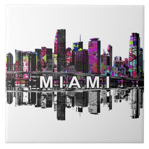 Miami Florida in graffiti Ceramic Tile