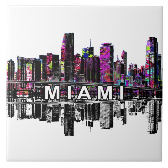 Miami, Florida in graffiti Ceramic Tile (Front)