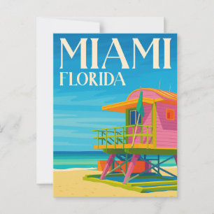 Miami Florida Lifeguard Stand Beach Postcard