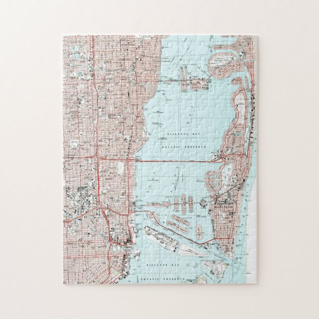 Miami Florida Map (1994) Jigsaw Puzzle (Vertical)