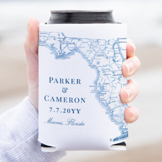 Miami Florida Map Elegant Wedding Favor Drink Can Cooler