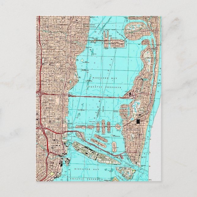 Miami Florida Map Postcard (Front)