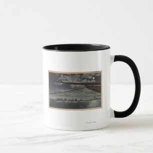 Miami, Florida - Moonlit View of City Over Water Mug