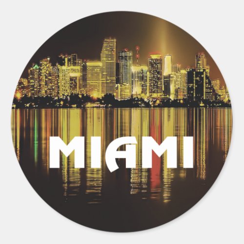 Miami Florida night lights photo Classic Round Sticker