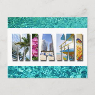 Miami Florida Ocean Beach Travel Photo Postcard