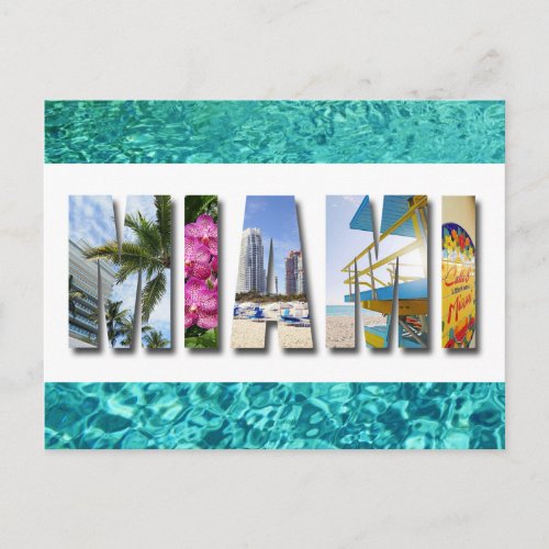 Miami Florida Ocean Beach Travel Photo Postcard
