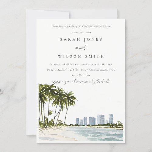 Miami Florida Palm Landscape Wedding Anniversary Invitation