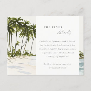 Miami Florida Palm Landscape Wedding Details Enclosure Card